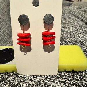 Red and Black Dangle Earrings